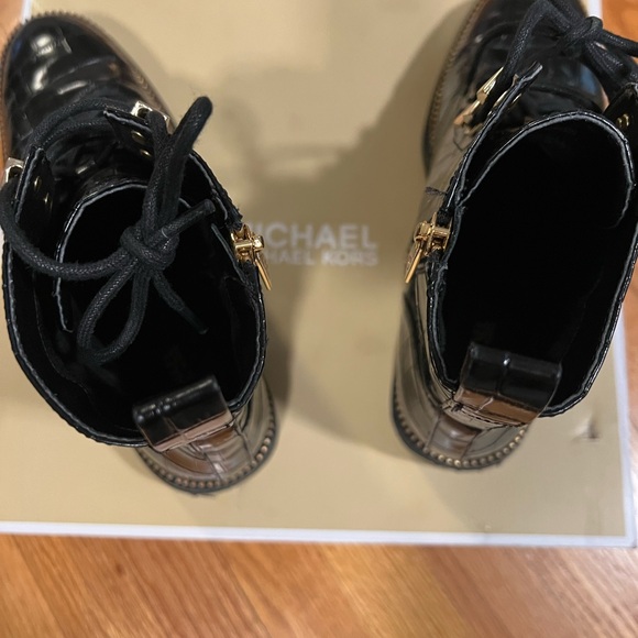 Michael Kors Haskell Crocodile Embossed Leather Combat Boot - Picture 4 of 6